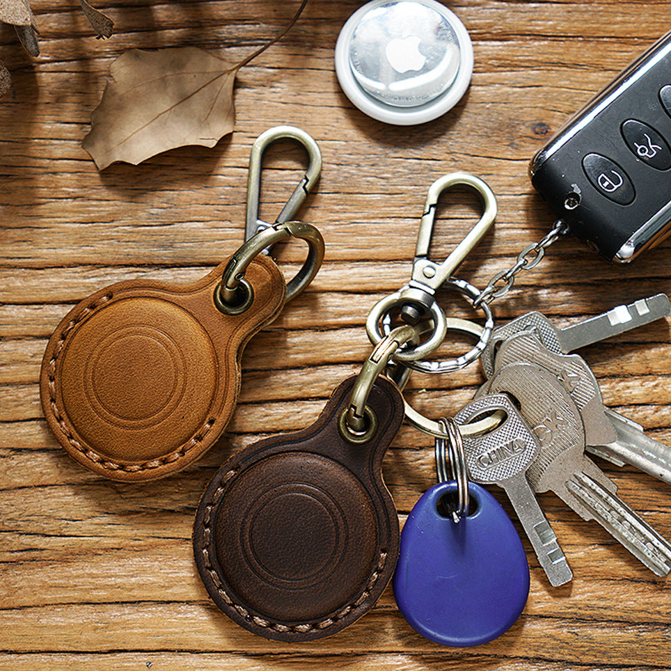 Wholesale Anti-lost Protective Case Cowhide Tracker Leather Keychain
